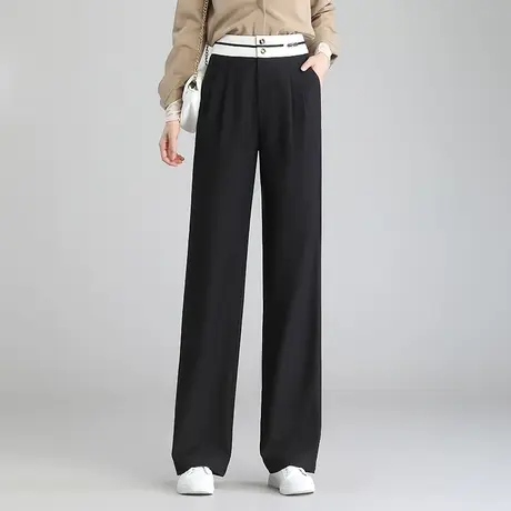 韩版阔腿裤女高腰2023秋季新款宽松垂感长裤通勤西装裤显瘦休闲裤商品大图