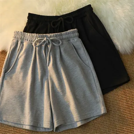 休闲裤子女夏季薄款2023新款宽松百搭运动裤高腰显瘦阔腿短裤热潮商品大图