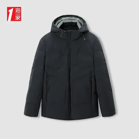 海一家休闲保暖外套有帽冬季基础简约舒适日常中年男士羽绒服图片
