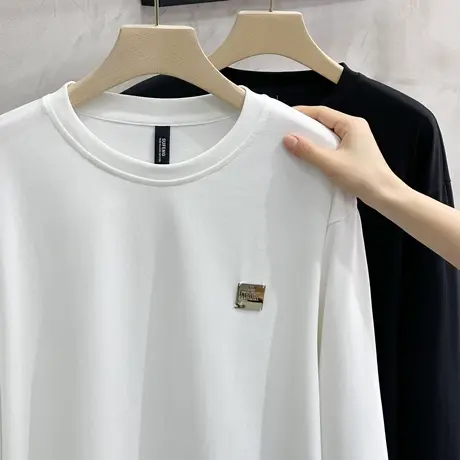 袖子拉链长袖t恤男高级感原创慵懒风中性男装圆领上衣设计感小众商品大图