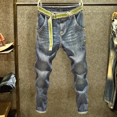 春季韩版牛仔裤男修身弹力小脚裤原创潮牌高端水洗百搭休闲长裤子商品大图