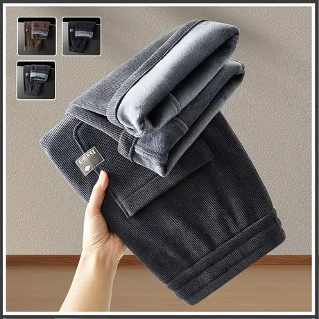 冬天冬季保暖阔腿加厚卫裤秋冬款男生加绒抗寒休闲裤子2024年新款商品大图