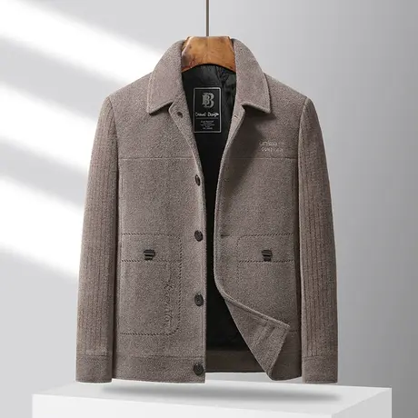 2023春秋新款雪尼尔厚外套男士加棉保暖时尚休闲棉衣中年夹克男装商品大图