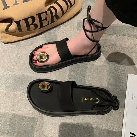 复古罗马风裙子厚底凉鞋2023夏季新款女法式小众温柔仙女风凉拖鞋商品大图