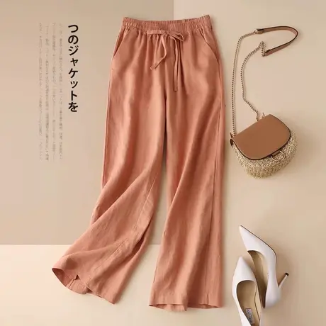 亚麻裤子棉麻女裤宽松显瘦时尚休闲裤阔腿裤垂感高腰2024夏季新款商品大图