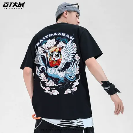 国潮短袖t恤男2023年新款中国风情侣上衣女宽松大码纯棉男士半袖商品大图