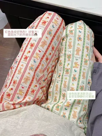可爱小熊睡裤家居裤纯棉圣诞系列萌萌小熊裤子长裤女春秋夏薄款商品大图