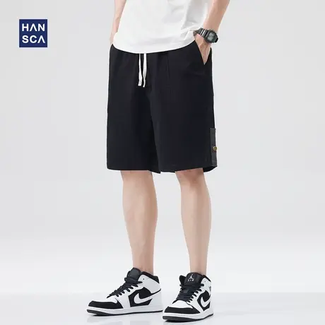 hansca日系工装短裤男夏季薄款黑色宽松休闲运动大码外穿五分裤子商品大图