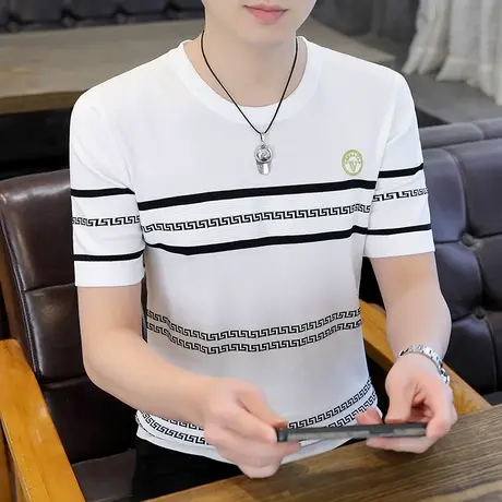 冰丝透气短袖t恤男士夏季薄款潮牌半袖体恤青年潮流凉感上衣小衫商品大图