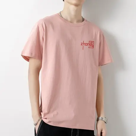 中国潮流潮牌纯棉t恤男士短袖圆领体恤衫全棉半袖夏季男装上衣服商品大图