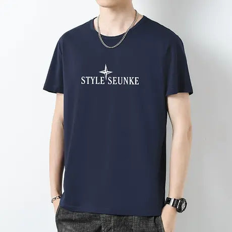 莫代尔男士短袖t恤潮牌字母印花半袖冰丝凉感速干上衣服圆领体恤图片