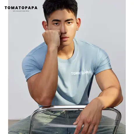 TOMATOPAPA基础短袖t恤多色柔软棉潮流多色男女高街情侣百搭体恤商品大图