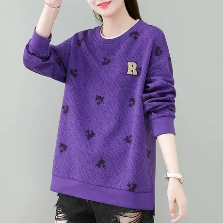 圆领卫衣女秋冬2023年新款创意时尚设计感宽松上衣休闲百搭外套潮商品大图