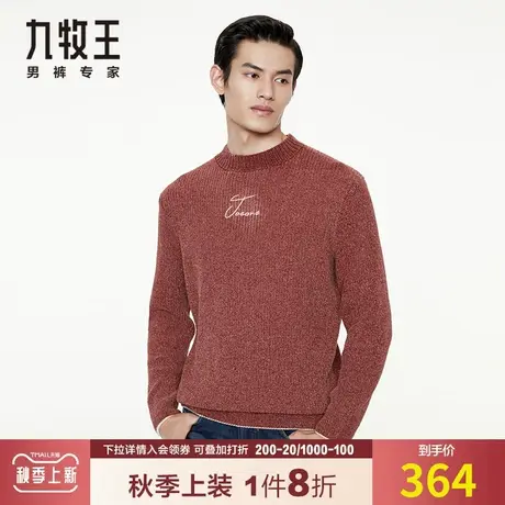 【雪尼尔时尚款】九牧王冬季保暖毛衫潮流休闲圆领百搭针织毛衣图片