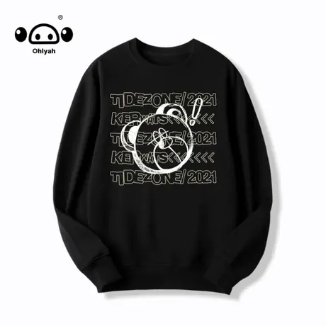 简约长袖笑脸熊卫衣女秋季潮ins纯棉潮流百搭衣服宽松休闲情侣装商品大图