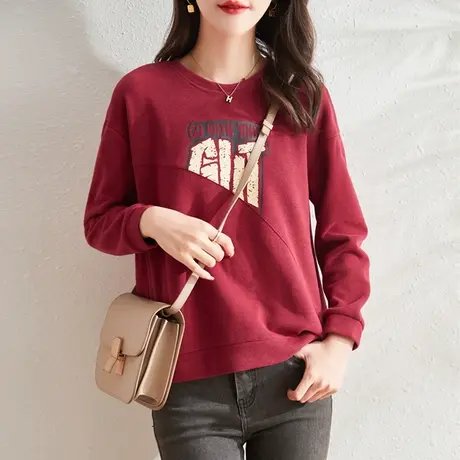 早秋长袖t恤打底衫女春秋冬季2023新款宽松韩系风格穿搭上衣外穿图片