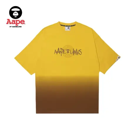 Aape旗舰店男装秋冬猿颜图案字母印花渐变个性潮流短袖T恤1399XXL商品大图