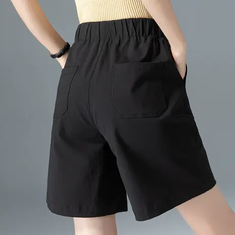 高腰黑色短裤女2023新款夏休闲a字阔腿中裤五分裤女夏季薄款5分裤商品大图