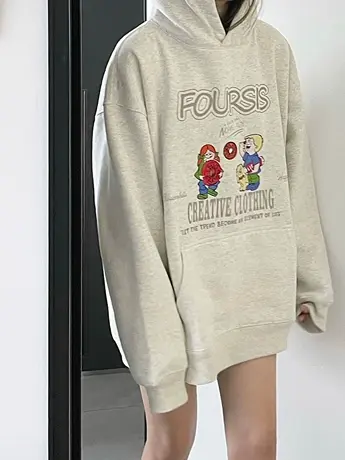 连帽卫衣女秋冬小个子宽松韩版bf慵懒风加绒加厚上衣oversize外套商品大图