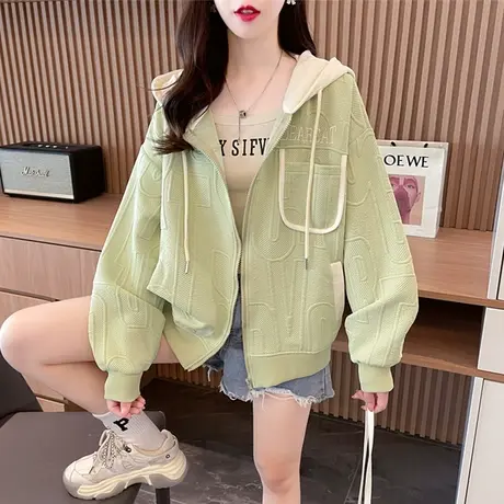 早秋小个子外套女春秋季韩版宽松薄款撞色百搭学生棒球服开衫卫衣商品大图