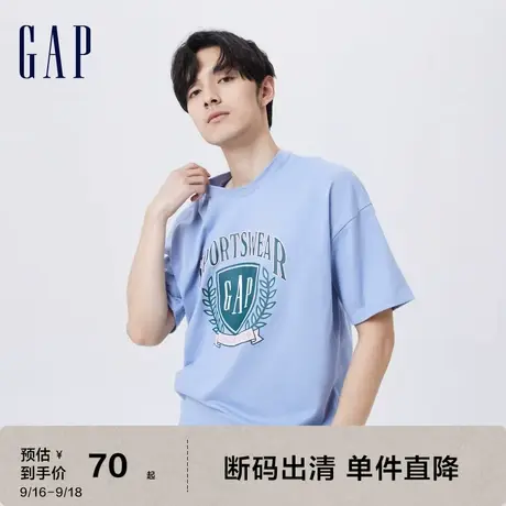 【断码优惠】Gap男女装纯棉短袖T恤809027夏季情侣宽松上衣无性别商品大图