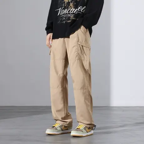 工装裤子男款春秋美式潮牌宽松束脚裤男生日系卡其色休闲长裤秋季商品大图