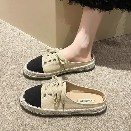 包头渔夫鞋女半拖2023夏季新款时尚百搭学生可爱平底防滑舒适凉鞋商品大图