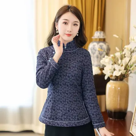筠雅唐装女中国风冬季上衣旗袍小棉袄加厚棉衣棉服盘扣茶服女秋冬商品大图