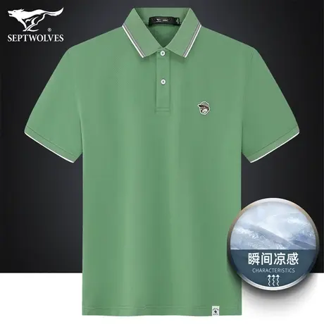 七匹狼狼族生活清爽短袖T恤2023夏季男士商务休闲翻领抑菌Polo衫商品大图