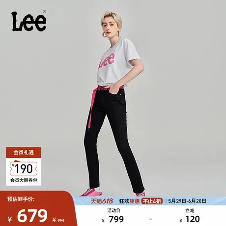Lee商场同款春夏433修身高腰显瘦黑色经典五袋款女牛仔裤潮A05048图片