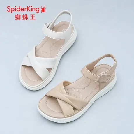 SPIDER KING/蜘蛛王凉鞋女羊皮2025夏商场新款休闲简约魔术贴软底图片