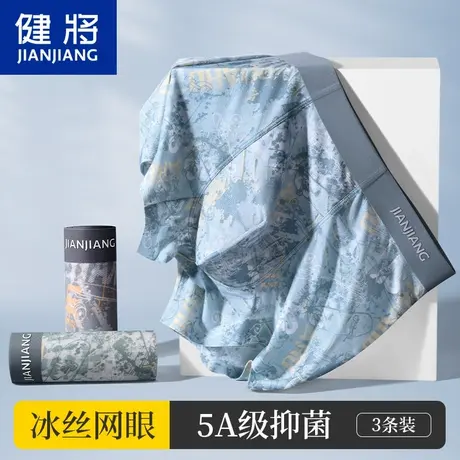 健将冰丝内裤男无痕男士四角裤抑菌凉感透气平角大码短裤男款裤头商品大图