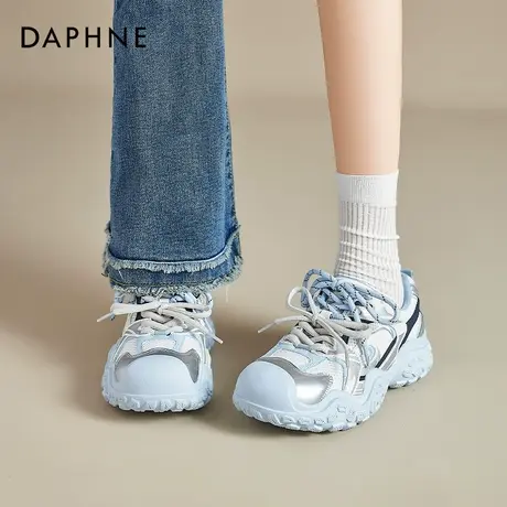 达芙妮蓝色丑萌登山鞋女春秋网面运动2026新款厚底老爹鞋户外旅游图片