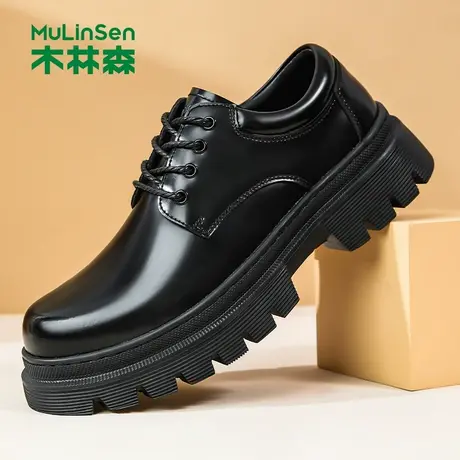 木林森皮鞋男2025年新款商务正装皮鞋男士厚底耐磨大头皮鞋德比鞋商品大图