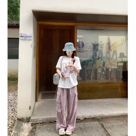 韩版趣味卡通印花短袖t恤女夏季2025新款宽松设计感纯棉百搭上衣商品大图