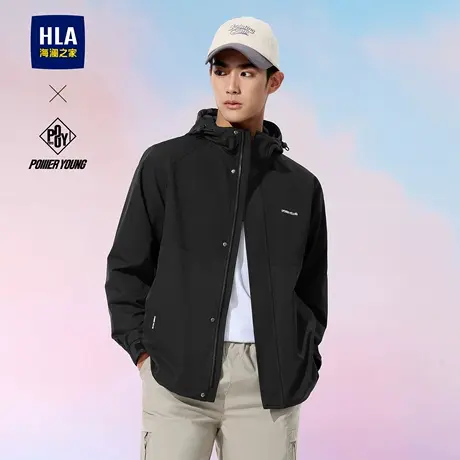 HLA/海澜之家POWER YOUNG系列夹克25春秋新抽绳连帽刺绣外套男图片