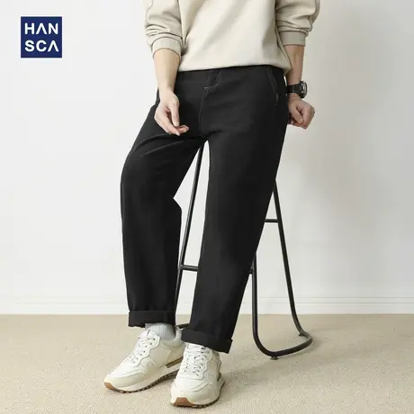 hansca明辑线宽松休闲裤男2025秋季新款直筒日系复古简约百搭长裤商品大图