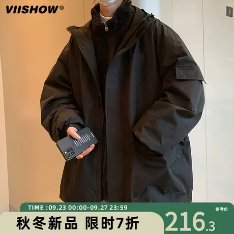 VIISHOW三合一冲锋衣男秋冬季加绒加厚防羊羔绒棉衣潮牌夹克外套商品大图