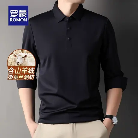 【含羊绒+天丝抗菌】罗蒙男士商务休闲POLO衫2025秋季新款长袖T恤图片