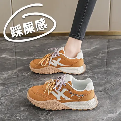 厚底阿甘鞋女2025新款春秋复古德训鞋休闲运动鞋商品大图