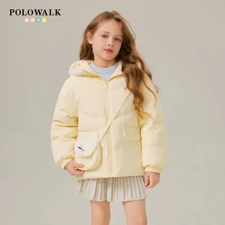 【90白鸭绒】POLOWALK童装女童羽绒服2025冬新品甜美风连帽外套商品大图