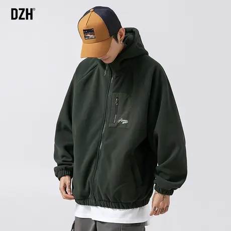 男士摇粒绒开衫卫衣男连帽秋冬潮牌加绒外套高级感痞帅秋装连帽衫商品大图