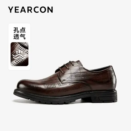 意尔康凉鞋男2026夏款真皮打孔透气商务正装鞋时尚复古百搭德比鞋商品大图