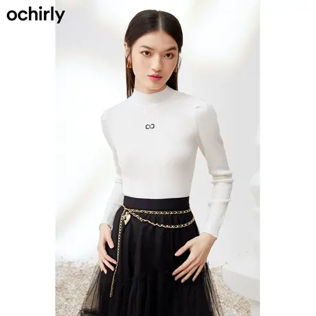 【品牌甄选】欧时力 100%美丽诺羊毛半高领毛衣 新款春装打底上衣图片