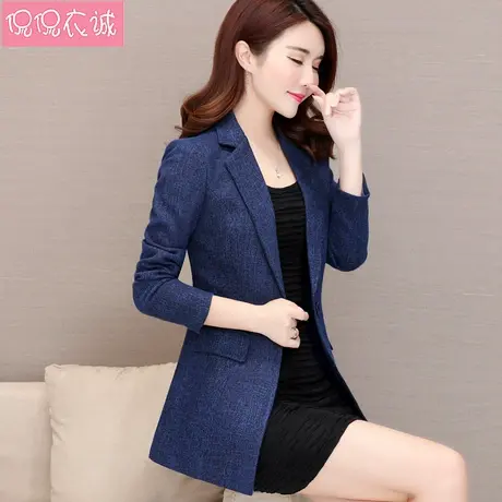 2023秋装新款小西装女外套中长款西服长袖韩版修身上衣休闲西装图片