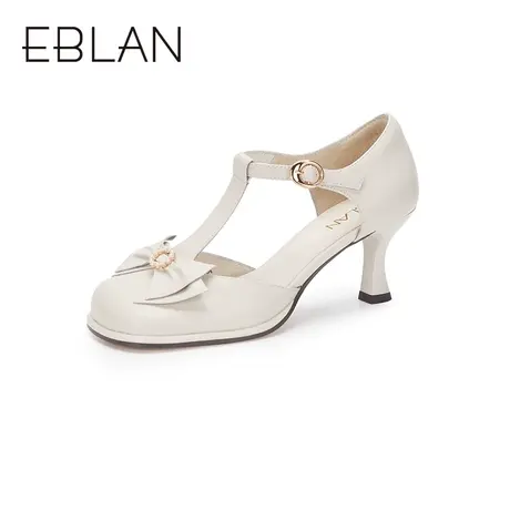 伊伴女鞋春季简约小众时装凉鞋蝴蝶结法式优雅玛丽珍细跟高跟鞋图片