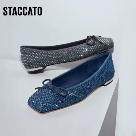 思加图新款法式温柔风单鞋浅口鞋一脚蹬平底鞋女9UR50CQ3商品大图