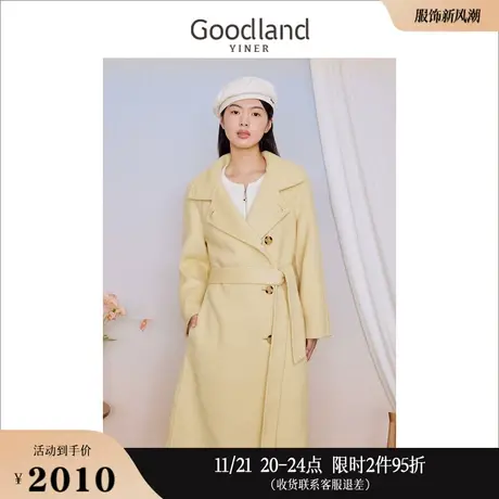 【骆驼绒+牦牛绒】Goodland美地女装冬季外套双面含羊毛呢大衣商品大图