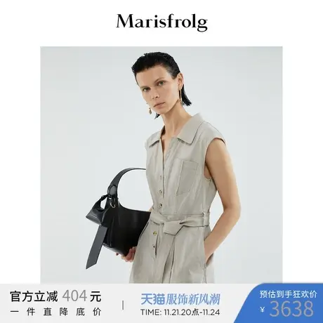 【意大利进口面料】玛丝菲尔2022夏新款时尚深V高腰绑带连体裤图片