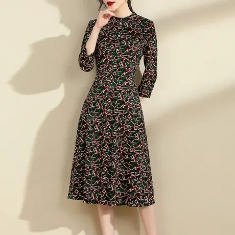 水墨青华女装新品修身显瘦印花裙时尚百搭打底裙春季连衣裙商品大图